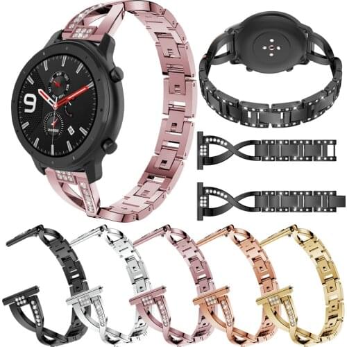 22mm replace bracelet For Huami amazfit GTR 47mm Women Band with Rhinestone Strap For Samsung Galaxy 46mm wristband Accessories