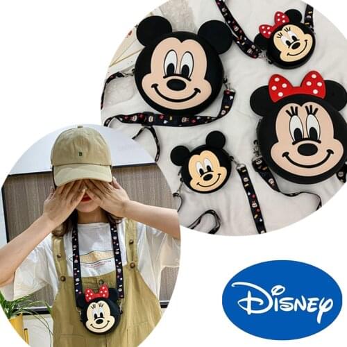 Disney Shoulder Bags Girl Minnie Mickey Crossbody 3D Cartoon Rubber Messager Bags School Travel Bag for Child Birthday Gift