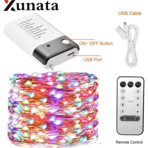 LED String Light Eight Modes Dual Power Battery Box Fairy Lights String For Christmas Wedding Decor Lights Holiday Lighting