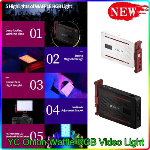 Waffle RGB Video Light LED Camera Fill Light Full Color 2900mAh Dimmable 3200K-6200K Photography Studio Ambient Lamp YC Onion