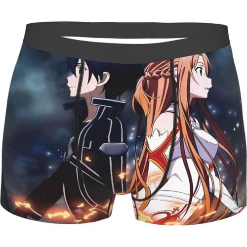 Sword Art Online Sao Kirito And Asuna Underpants Homme Panties Man Underwear Print Shorts Boxer Briefs
