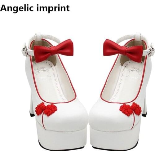 Angelic imprint china style woman mori girl lolita cosplay shoes lady super high heels pumps women princess dress cheongsam shoe