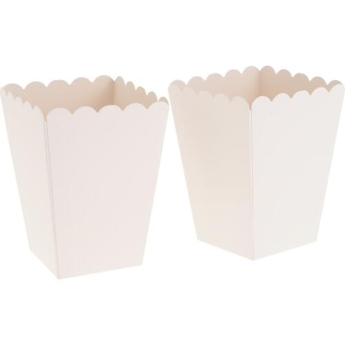 Pack Of 12 Pure White Birthday Baby Shower Summer Party Popcorn Treat Boxes
