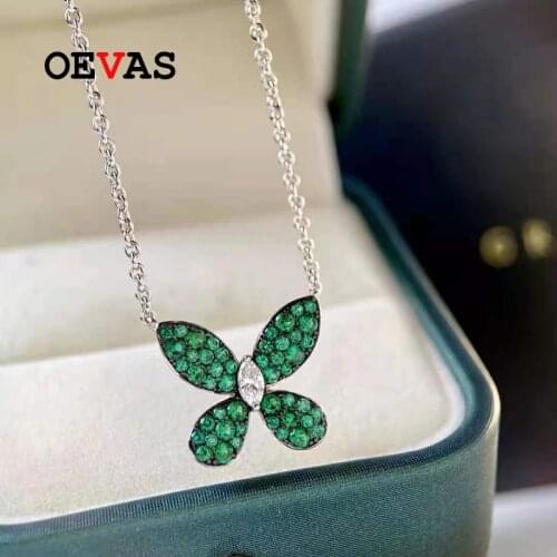 OEVAS 100% 925 Sterling Silver Full High Carbon Diamond 18K Pendant Necklace For Women Sparkling Wedding Fine Jewelry Wholesale