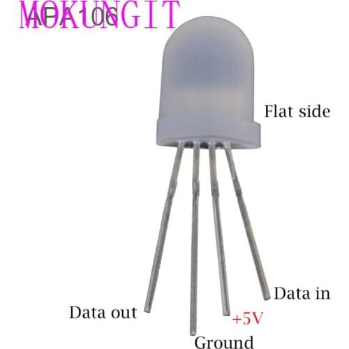 10pcs-1000pcs DC5V APA106 F5 5mm F8 8mm Round RGB LED APA106 chipset inside RGB Full color Frosted LED Chips