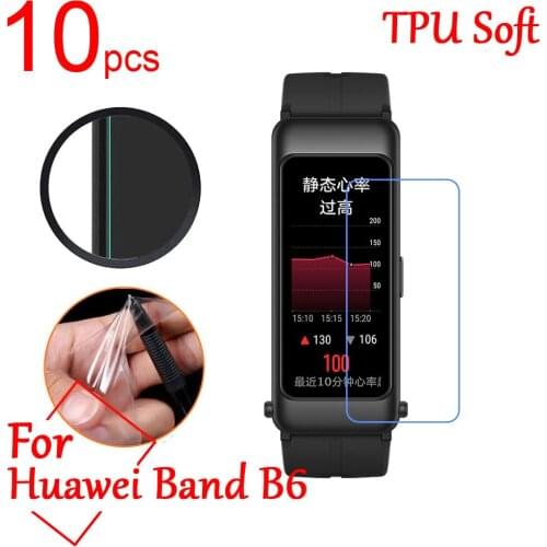 10pcs/lot Ultra Clear TPU Soft For huawei B6 Full Screen Protector cover For Huawei Band B6 sports SmartWatch Protective Film