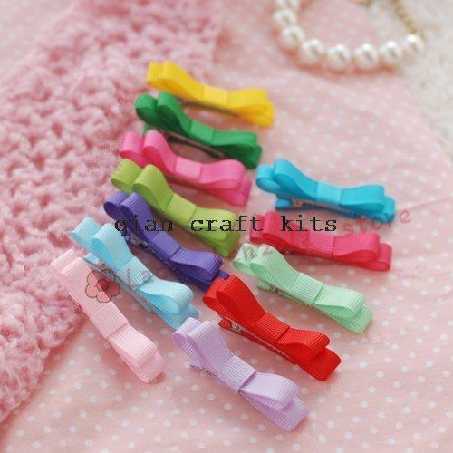 50pcs ribbon covered alligator clip bow - small hair bow with alligator clip - small bow noneslip bow neon rainbow mix colors