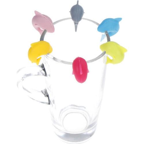 6Pcs Cool Wine Beer Glasses Recognizer Party Dedicated Suction Cup Wine Glass Silicone Label Marker Kitchen Bar Accessories Cute