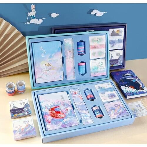 Astronauttheme Notebook Set with Box,Journal Girls Diy Agenda Planner Organizer with Sticker,9 Colors Deer Travel Handbook