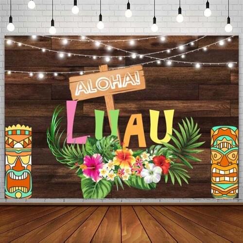 Avezano Hawaiian Food Banquet Backdrops Aloha Flowers Plank Light Background Photography Photo Studio Photocall Photozone Decor