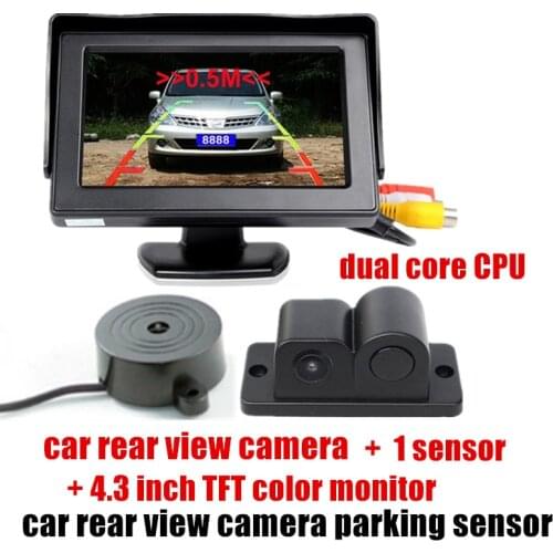 Car Video Parking Camera Sensor reversing radar camera Rear Camera with 1 Sensor Indicator Car Reverse Radar 4.3 inch monitor