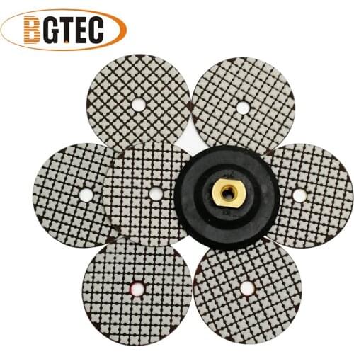 BGTEC 7pcs/set 100mm grit 50-3000 Dry Diamond Polishing Pad with M14 Rubber backer 4'' grinding disc for Granite Marble