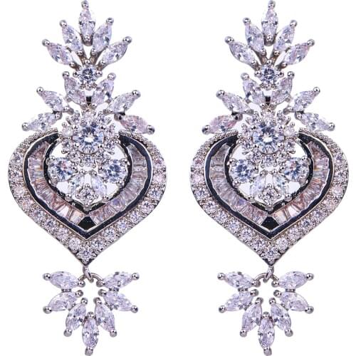 Bettyue Brand Fashion Charm AAA White Cubic Zircon Two Colors Plant Jewelry Earrings For Woman Florid Wedding Party Gift