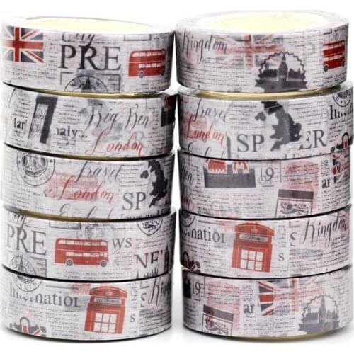 NEW 10pcs/Lot Decorative British Symbols Retro Newspapers Washi Tapes DIY Scrapbooking Adhesive Masking Tape Cute Papeleria