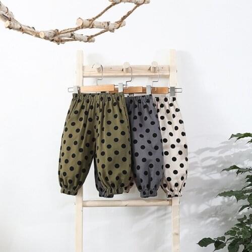 Childrens New Kids' Trousers Korean Style Polka Dot Printed Cotton Harem Pants Boys and Girls' Leisure Trousers Drop Shipping