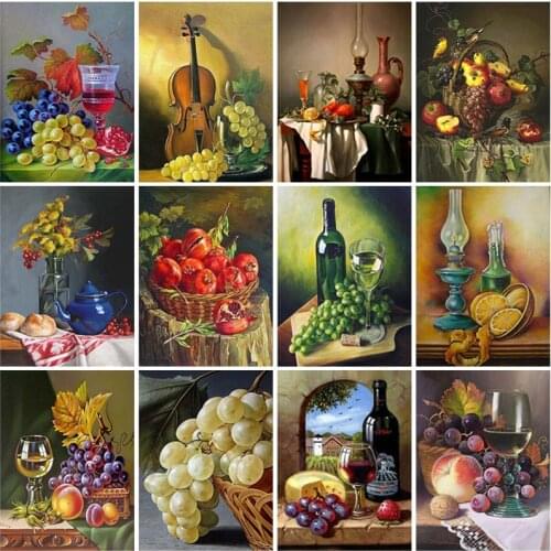 DIY Diamond Painting Fruit Full Square Drill Diamond Embroidery Flowers Picture Diamond Mosaic Kitchen Wall Art Home Decor