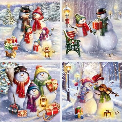 DIY Christmas Diamond Embroidery Snowman 5D Full Drill Cross Stitch Diamond Painting Cartoon Winter Wall Art Home Decoration