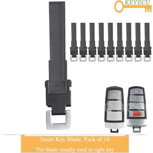 KEYECU 10 Pieces Smart Prox Remote Car Key Uncut Insert Emergency Blank Blade for Volkswagen Passat CC B6 B7 Magotan 2004-2015