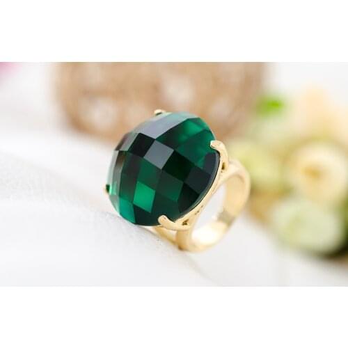 Emmaya Hot Sale Gold Color 2 Colours Round Glass Ring For Women Size 6-9 Female Ring Jewelry Wholesale Party Wedding