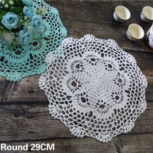 29CM Round Modern Cotton Placemat Luxury Lace Crochet Flowers Coaster Mat Wedding Doily Mug Cup Coffee Table Cloth Kitchen Pad
