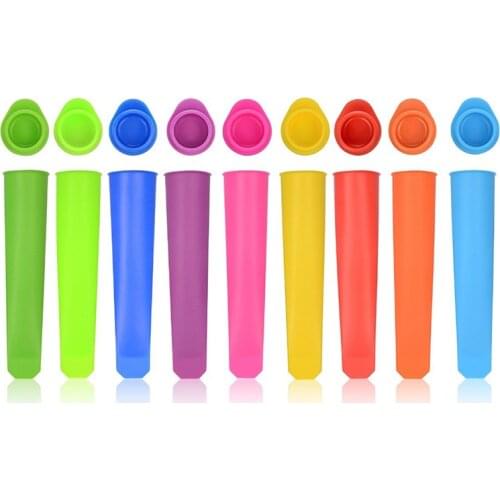 Kitchen 10 Pack Silicone Popsicle Mold - Food Grade, BPA Free - Make Healthy Food For Your Kids Silicone Ice Pop Mould Set
