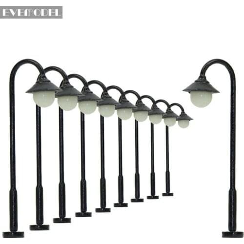 LYM25 10pcs Model Railway N TT Scale 1:160 Lamp Post Street Lights Warm White LEDs 1.46In
