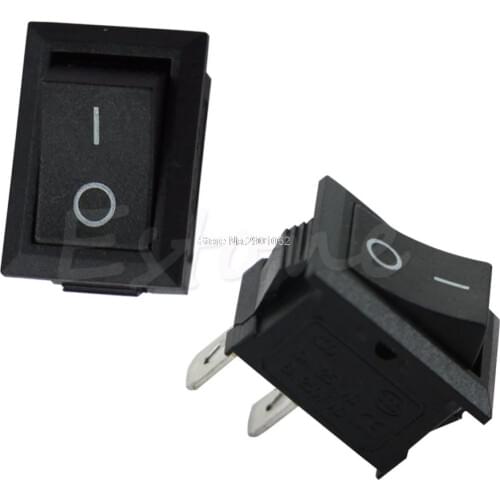 250V 3A Mini Boat Rocker Switch SPST ON-OFF KCD1-2Pin Black Plastic Button 1PC -B119