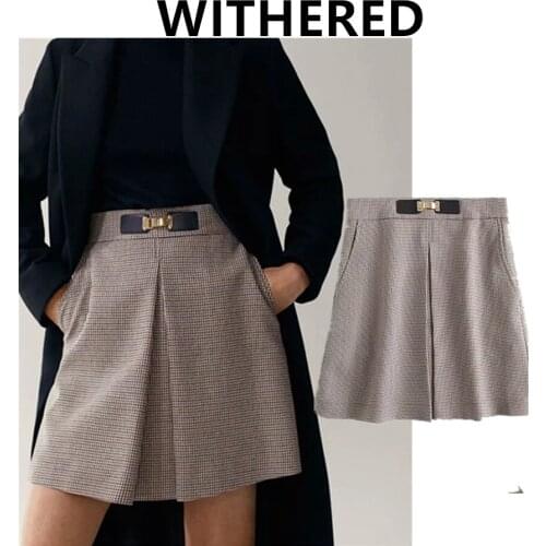 Jenny&Dave Mini Skirts Womens Winter Skirt Women England Style Vintage Plaid High Waist A-line Faldas Mujer Moda Causal Sexy