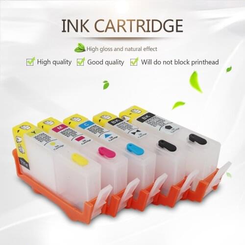 For HP 364 Refillable Ink Cartridges for HP Photosmart B109n B209a C410b B211b C510a C/M/Y/K/K with ARC chips 5 colors