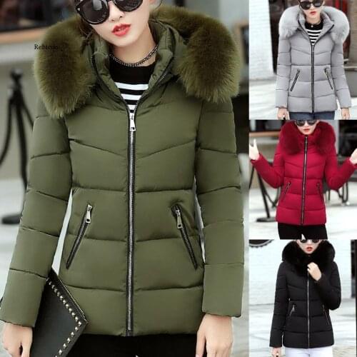 Fashion Streetwear Jackets Women Winter Warm Hooded Cotton Winter Jacket Solid Long-Sleeved Coat