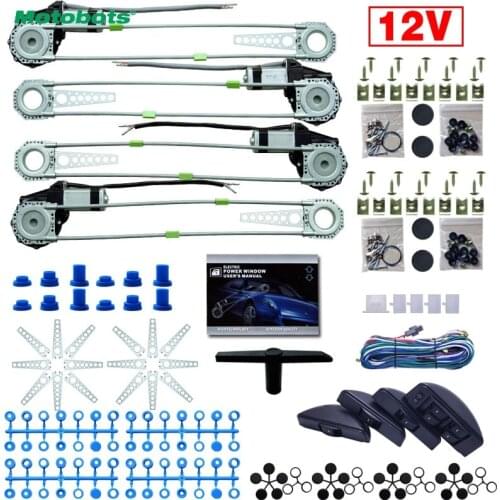 MOTOBOTS 1Set Universal Car/Auto 4 Doors 8pcs/Set Moon Swithces with Harness Cable Electronice Power Window kits DC12V