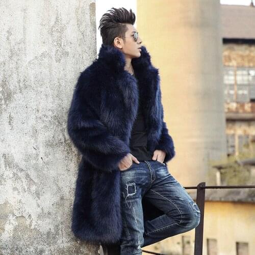 S/6XL Male Man-Made Fake Fur Overcoats Long Section Winter Autumn Warm Fur Jackets Jaqueta De Couro Masculino Clothes D385