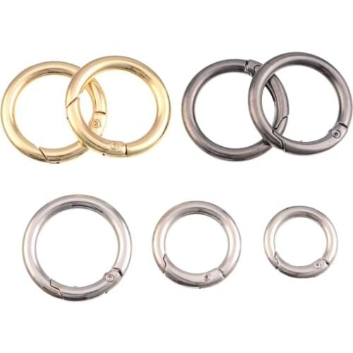 2PCs 25/28/35mm Unwelded Leather Bag Metal Crafts DIY Spring Opening Rings Round Hook Ring Clasp Connect Buckle