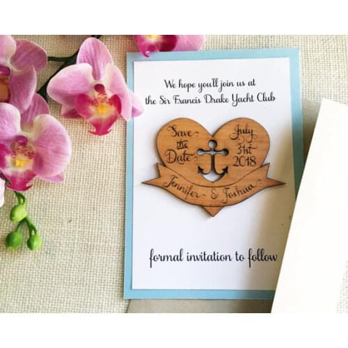 Personalized nautical anchor Wedding Announcement wooden Save the Date Magnets engagement party favors gifts invitation cards