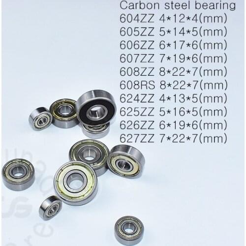 Carbon steel bearings 10pieces 604zz 605zz 606zz 607zz 608zz 608RS 624zz 625zz 626zz 627zz Metal Sealed bearing