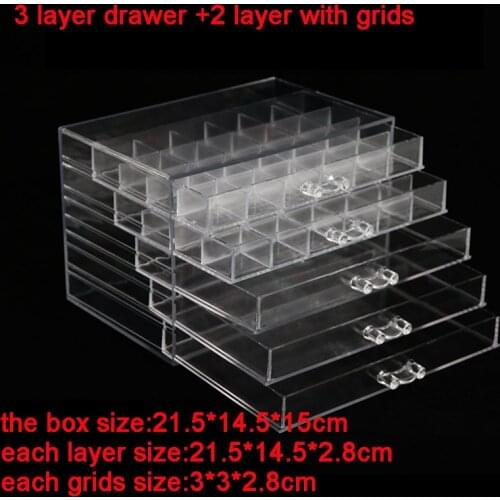 120/72 Grids Nail Art Decoration Accessories Clear/Black Combination Storage Box Rhinestones Crystal Manicure Tool Jewelry Box