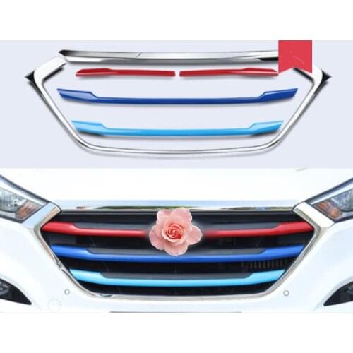 ABS grille three-color medium mesh color decorative sequins set accessories suitable For Hyundai Tucson 2015-2018 Car styling