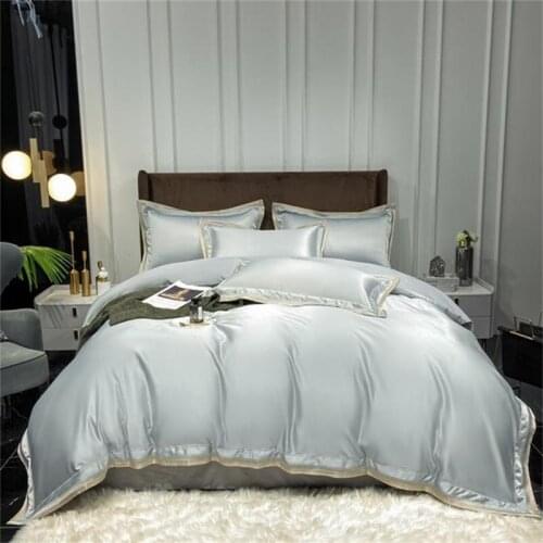 Luxury Grey 100% Cotton Bedding Set Duvet Cover 220x240 Queen King Size Bedclothes Bed Sheet Quilt Cover Set Bedspreads For Home