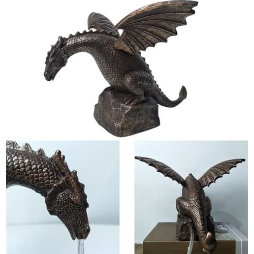 Garden Dragon Statue Water Fountain Outdoor Ornament Resin Water Feature Sculpture for Home Yard Patio Decoration Waterscape