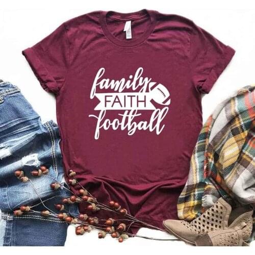 Family Faith Football Women tshirt Cotton Hipster Funny t-shirt Gift Lady Yong Girl 6 Color Top Tee R376
