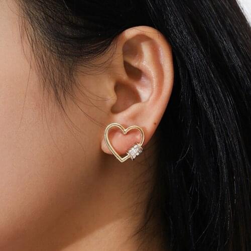 Aprilwell Cute Heart Stud Earrings Pair For Women 2021 Sale Trend Piercing Tragus Gold Color Fashion Clothing French Jewelry