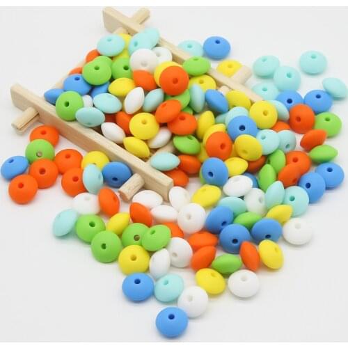 Cute-Idea 12mm 20pcs silicone lentil beads nursing Accessories teether making handmade DIY Food Grade teething abacus beads