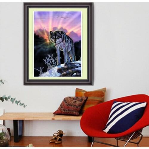 Knitting Needles 3d Diy Diamond Painting Rhinestone Pasted Full Drill Cross Stitch 40x30cm Embridery Diamond Mosaic The Wolf