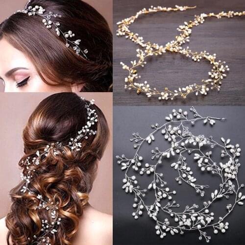 Wedding Headdress Simulated Pearl Hair Accessories for Bride Crystal Crown Floral Elegant Hair Ornaments Hairpin Hairwear Gifts