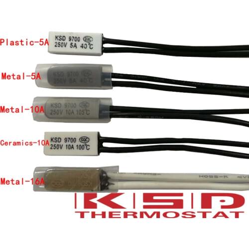10PCS KSD9700 Thermostat 70C 5A/10A/16A 250V Temperature Thermal Control Switch normal close nc/no 40/45/50/55/60/65/70/80/85/90