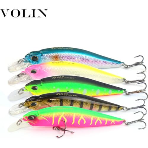 Volin 1pc Wobbler Minnow Fishing Lure Bass Tackle Crank Baits 77mm 8.4g with 2 Fishing Hooks Fishing Tackle Lure