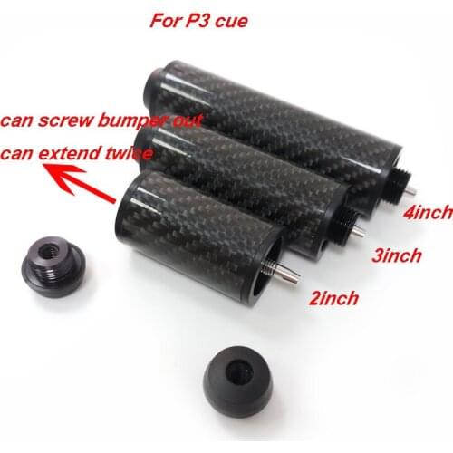 Xmlivet 2/3/4inch optional Black Carbon cue extender for P3 Billiards Pool cue extension can extend twice Billiards accessories