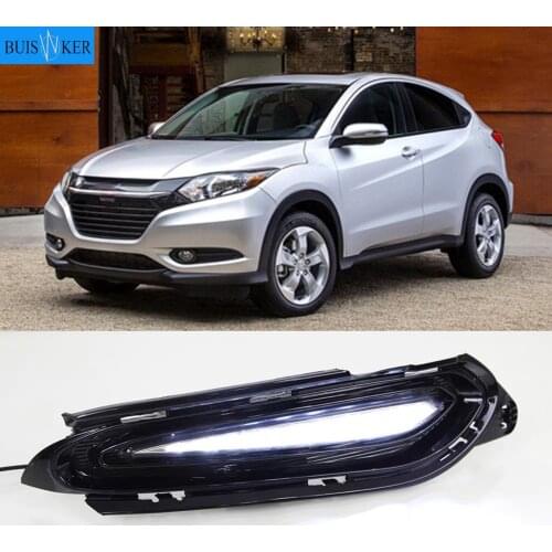 1 set For Honda HRV HR-V 2014 2015 2016 2017 2018 Car-styling LED Daytime Running Fog Lights DRL With Turn Signals Yellow
