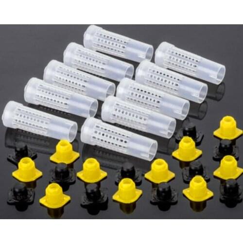 10pcs Queen Bee Cage Protective Cover Garden No-Hurt Plastic Beehive Cell Protector Bee Biting Cap Protective Cover