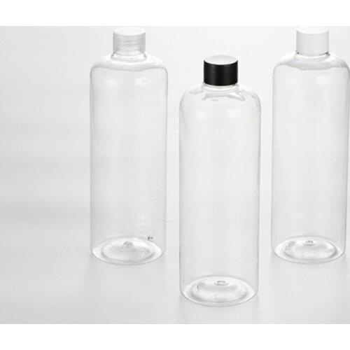 12pcs 500ML Plastic Screw Cap Bottles Clear PET Bottle With Black/White/Transparent Screw Cap Empty Plastic Cosmetic Bottles